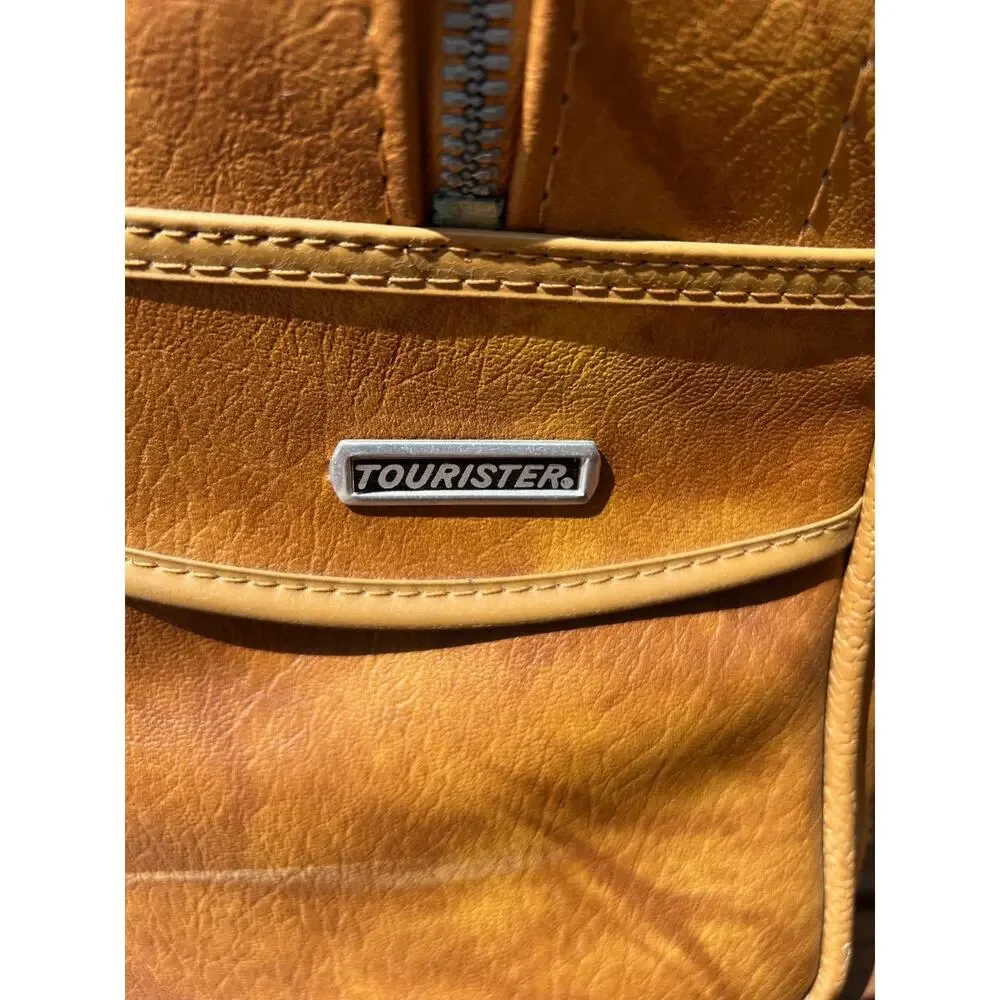 Vintage American Tourister Tan Vinyl Carry On Bag Lock 1970s Overnight Bag Item
